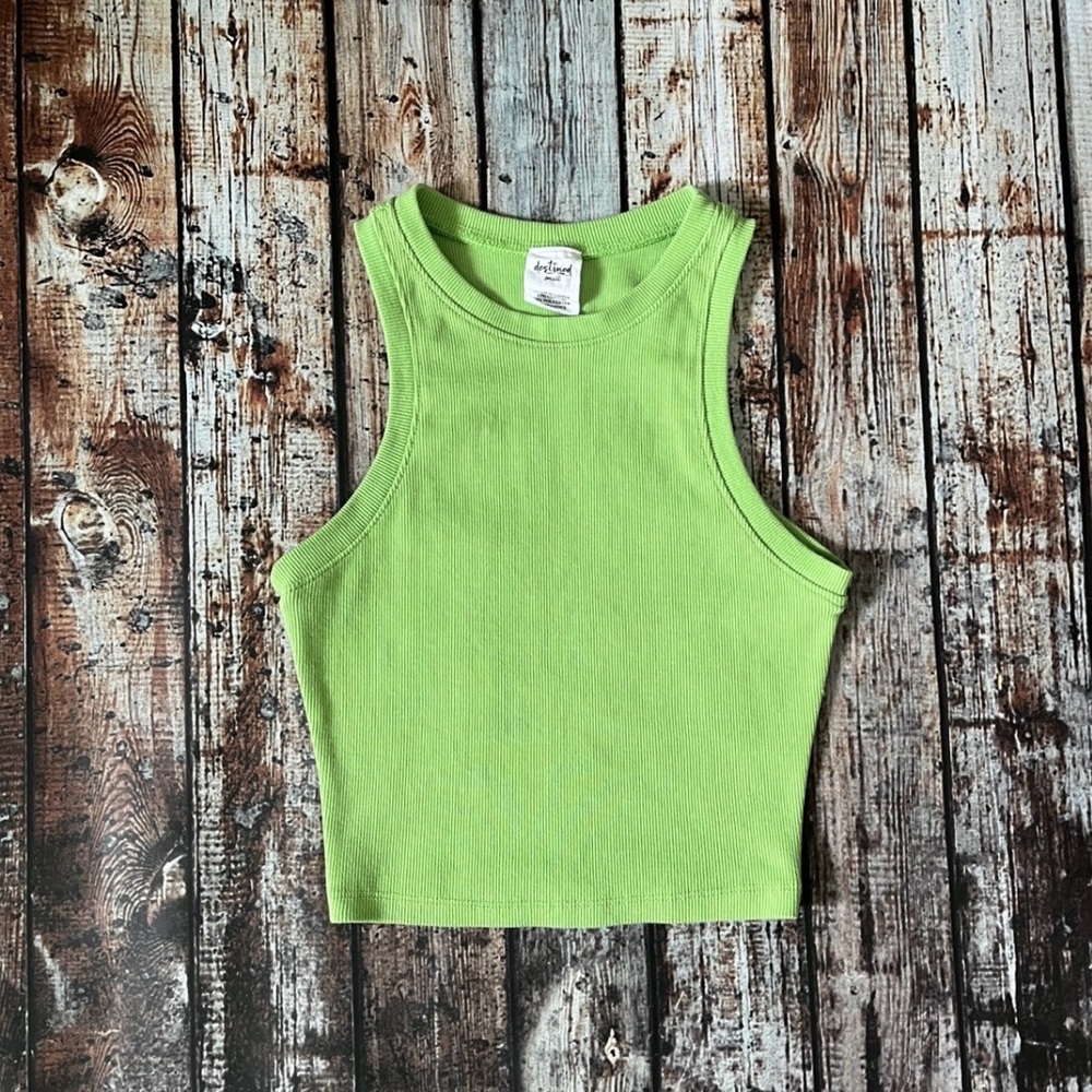 Destined Lime Green Ribbed Tank